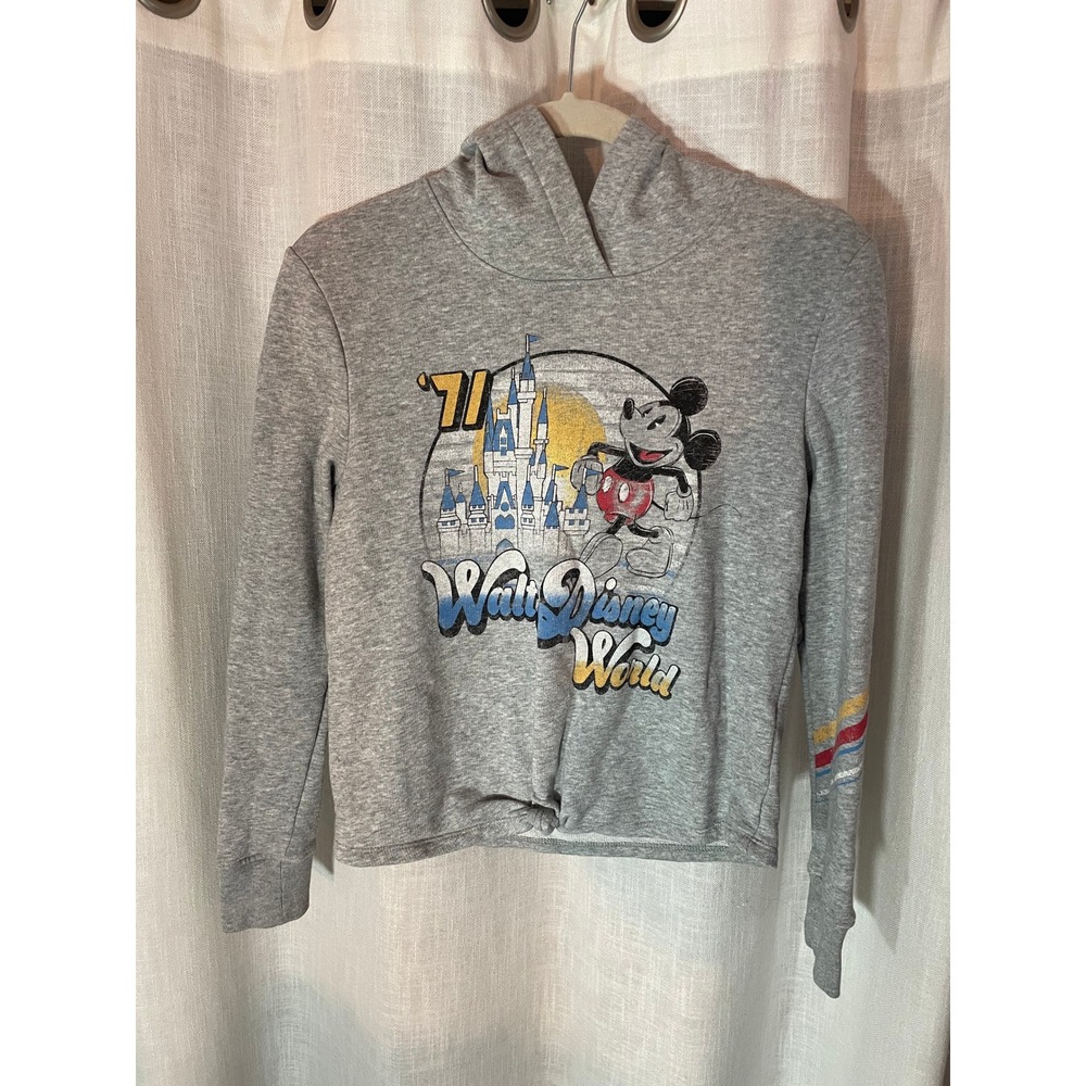 Disney Parks Walt Disney‎ World '71 Mickey Mouse Retro Gray Hoodie Women's XS